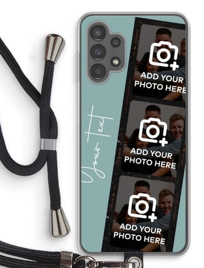 Gepersonaliseerd - Case Company® - Hoesje met koord geschikt voor Samsung Galaxy A13 4G hoesje met Koord - Filmrol N°1 - Telefoonhoesje met Zwart Koord - Bescherming aan alle Kanten en Over de Schermrand