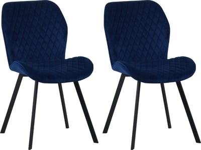 Colenis® - Rio eetkamerstoel - Set Van 2 - Blauw - Fluweel - Velvet - Industrieel - Stoel
