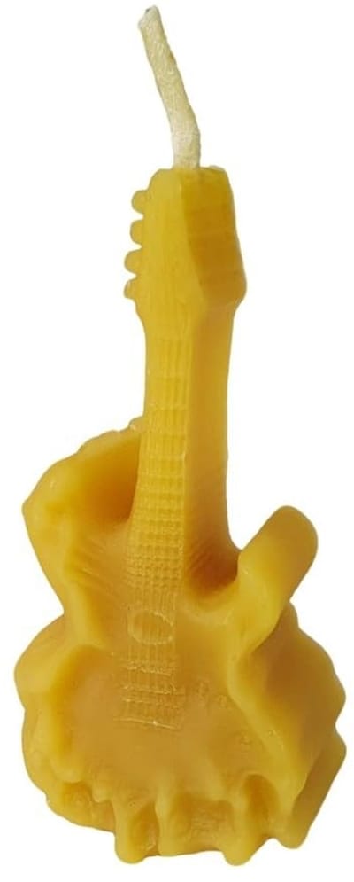 Dailygoods- Bijenwaskaars 7,5 cm - Gitaarkaars - Handgemaakt - Natuurlijke geur - 100% pure bijenwas - Kunstwerk van bijenwas - Geurkaars