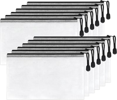 10 Stuks Documententas - A5 Documentenmap - Transparante Rits Zakken - Mesh Plastic Zak - Waterdichte Mesh Tas - A5 Rits Zakken - Kantoorbenodigdheden Papier Documenten Reizen Opbergzakken