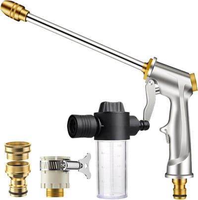 Tuinspuitpistool - Watersproeier - Auto Wassen - Zeepdispenser - 1 Gram - Zilver