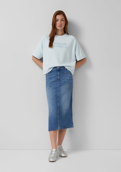 s.Oliver - female - Midi denim rok met opgestikte zakken