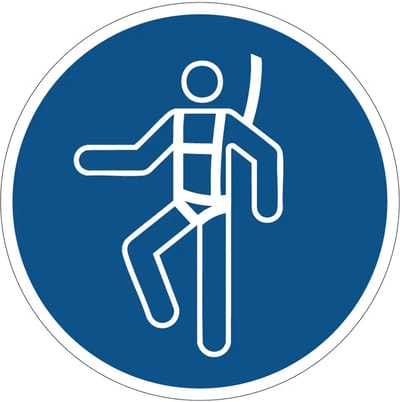 Veiligheidsharnas verplicht gebodsbord - M018 | gecoat dibond materiaal | 10 cm