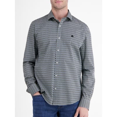 Lerros - Lange mouw overhemd - Heren - 3XL - 429 FJORD BLUE - Katoen - 2581374