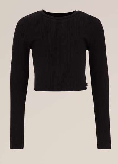 WE Fashion Meisjes cropped T-shirt van ribstof