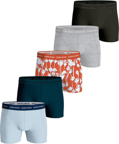 Björn Borg - Heren - Boxershort Cotton Stretch 5-Pack - Blauw/Groen/Multicolour/Rood - Maat M