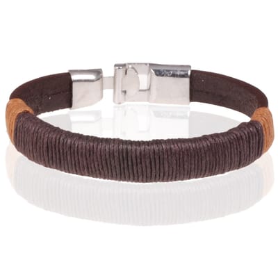 Bali Armband heren Bruin leer met Touw