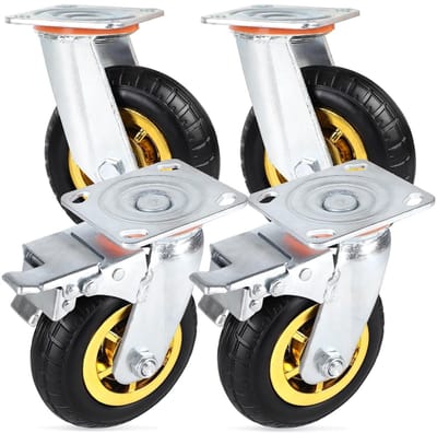 4 Stuks 150 mm Zwenkwielen met Rem voor Meubels tot 240 kg - Duurzame Zwenkwielen voor Zware Transport en Verhuizing