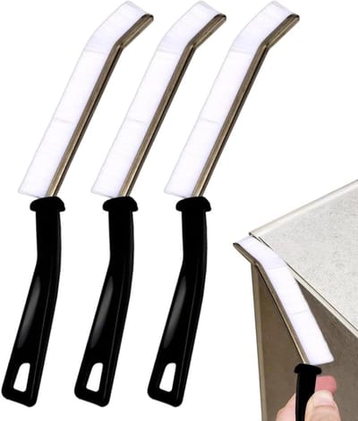 Spleetreinigingsborstel Set - Groefborstel Huishouden - Smal Schoonmaken - Ergonomisch Handvat - 3 stuks - Wit