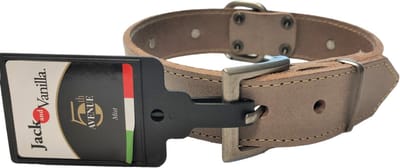 Jack and Vanilla Hondenhalsbanden - Lengte 40 cm - Verstelbaar 26 / 34 cm - Hondenhalsband - Halsband hond - Halsband leder - Honden halsband - Grijs