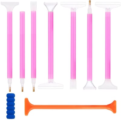 Allecto - 8 stuks Diamond-Paint Pennen - Diamant Schilderen Gereedschap - Roze - Boor Pen voor Diamant Ambachten - Creatief en veelzijdig