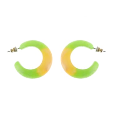 Behave - Oorbellen - Oorringen marmerlook geel groen - 3.5 cm - zomertrend