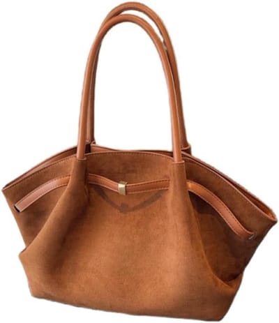 KZQ Suède handtas, dames schoudertas/handtas, ruime boodschappentas - bruin