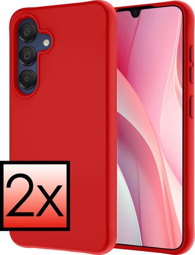 Hoesje - 2 Stuks - Geschikt voor Samsung Galaxy A15 - Sterk & Shockproof - Case Siliconen - Back Cover - Telefoon Hoes - Rood