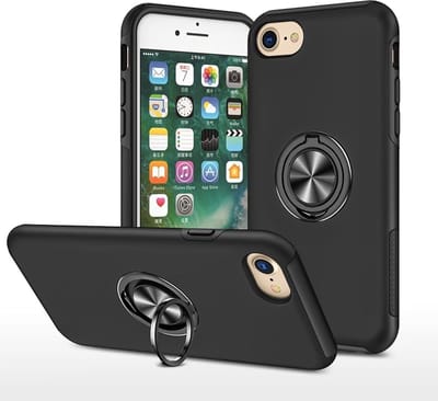 Telefoonhoesje Met Vingerring & Magneet voor Telefoohouders - Hoesje Geschikt voor: iPhone 7 Plus / 8 Plus - Anti-drop harde cover - Zwart