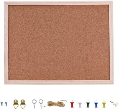 Corken prikbord 40 x 30 cm met houten frame, memo bord voor slaapkamers en kantoor, ideaal voor notities en herinneringen