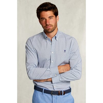 River Woods Custom Fit Fantasy Shirt Blue/green Multi Maat: S | Casual Overhemden Outlet | Heren | Blauw