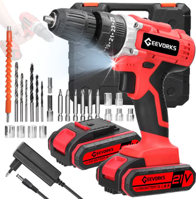 Accuboormachine – 21V – Slagboor & Schroevendraaier – 2 Accu’s – Voor Doe-het-zelf & Montage