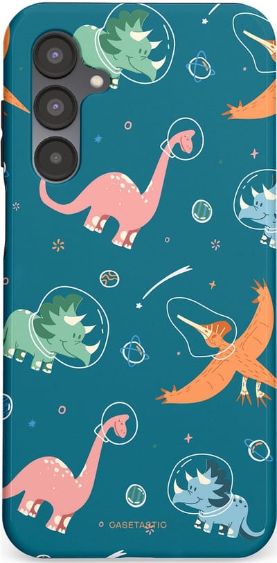 Casetastic hoesje geschikt voor Samsung Galaxy A16 - Dubbellaagse bescherming - Ruimte raptors - Fashion Case - Petrol Perzik