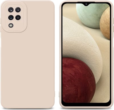 Cadorabo Hoesje geschikt voor Samsung Galaxy A12 / M12 in FLUID CREAM - Beschermhoes gemaakt van flexibel TPU silicone Cover Fluid Case