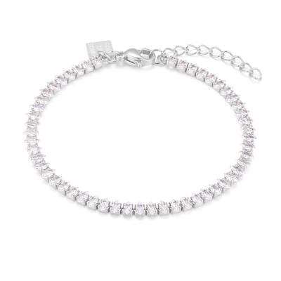 Twice As Nice Armband in edelstaal, ellipsen, steentjes 16cm+3cm