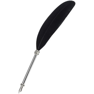 Stylo Plume Noir en Acier Inoxydable Stylo Plume Vintage pour Bureau d'Affaires Cadeaux d'Anniversaire black