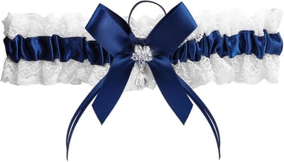 Bruidskousenband - Blauw Kant - Bruiloft Accessoire - Verstelbaar Elastisch - 30-68 cm - Blauw