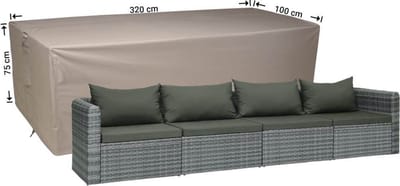 Raffles Covers Loungebank hoes - 320 x 100 H: 75 cm - RLB320straight - Waterdicht - Ademend - UV-bestendig - Elastisch rijgkoord - Beschermhoes tuinmeubelen