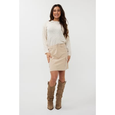 EsQualo Sweater Slub Coated Champagne Maat: XL | Longsleeves Outlet | Dames | Beige