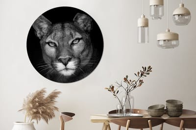 WallCircle® Wandcirkel 120x120 cm - Muurcirkel Portretfoto poema op zwarte achtergrond in zwart-wit - Muurdecoratie woonkamer - Wanddecoratie slaapkamer - Kamer decoratie accessoires - Ronde schilderijen XXL