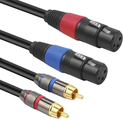 XLR naar RCA Kabel - Stereo Audio Kabel - Muziek Verbinding - Dubbele XLR Bus - 90 cm - Zwart