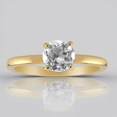 Cavill - Zilveren ring 925 Sterling zilver verguld - Witte topaas 0,936 ct rond geslepen - Elegante Nigeriaanse edelsteen - Maat 17-21