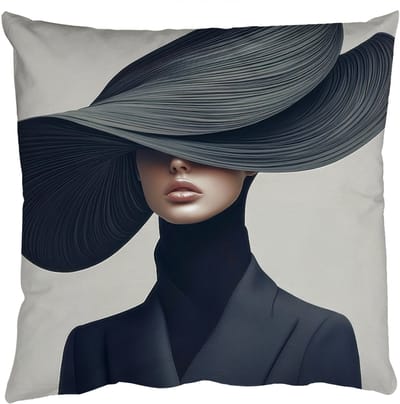 Sierkussens - Kussentjes Woonkamer - 50x50 cm - Zwart - Vrouw - Hoed