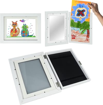 Fotolijst voor Kinderen - A4 Opening aan de Voorzijde - Verwisselbare Breukvaste Fotolijst - Kunstlijst voor Het Tekenen van Schoolwerk en Kunstprojecten (Wit)