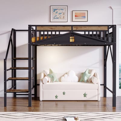 Sweiko Hoogslaper - 140 x 200 cm - Veiligheidsrails - Zwart (zonder bank)