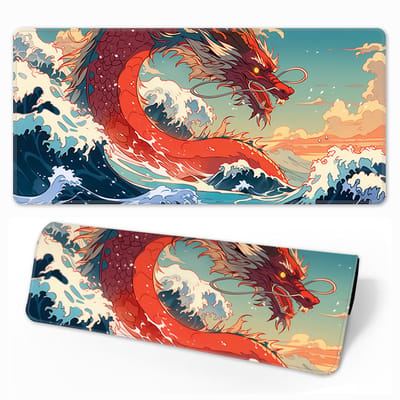 Gamingmuismat - 800x300 mm - Antislip - Waterdicht - Gestikte randen (Zeedraak)