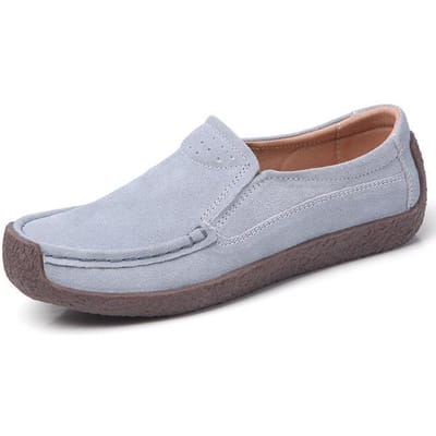 Echte Leren Mocassins Platte Schoenen Dames Lente Zomer Comfortabele Zachte Sneakers Hoge Kwaliteit Casual Schoenen Instappers Flats 42 36 gray