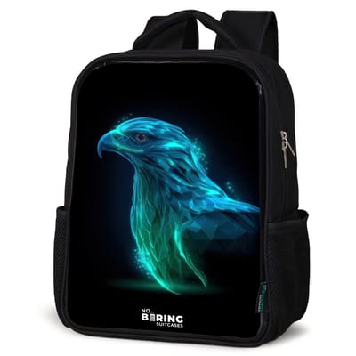 NoBoringSuitcases.com® - Rugzak zwart - Schooltas jongen & meisje - Digitale adelaar in profiel - Rugtas voor school - Boekentas kind - Schoolrugzak - Kinderrugzak