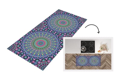 Keukenloper - Loper keuken - Mandala - Hippie - Regenboog - Neon - Patronen - 120x50 cm - Keukenloper vinyl