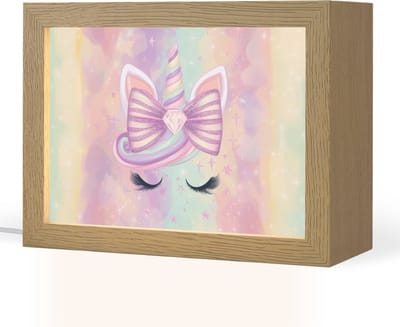Nachtlampje 20x15 cm - Kinder lampje - Eenhoorn - Glitters - Regenboog - Pastel - Tafellamp kinderkamer - Slaapkamer lamp - Bedlamp kinderen - Kinderlampje stopcontact - Wandlamp babykamer - Nachtlampjes