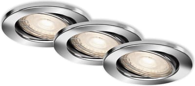 Briloner Leuchten STEN - LED-inbouwlampen - set van 3 plafondlampen - LED-module draaibaar - elk 5 watt - 460 lumen - 3.000 Kelvin - IP23 - chroom - 86 x 70 mm
