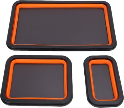 Opvouwbare Onderdelenbak - Organizer Set - Gereedschap Opbergen - Sterke Magnetische Basis - 3 Maten - Grijs