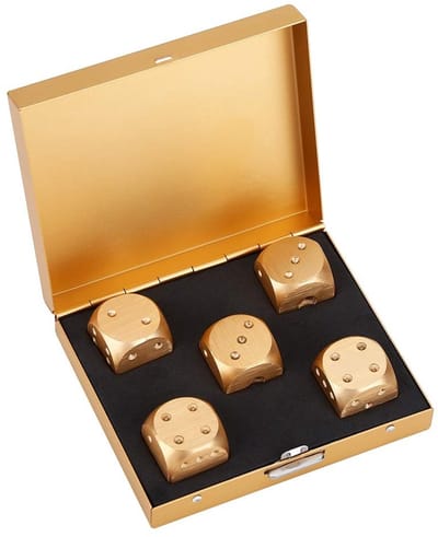 Dailygoods - Game Dobbelstenen - Aluminiumlegering - Luxe Dobbelstenen - Vijfdelige Set - Party Accessoires - Goud Vierkant
