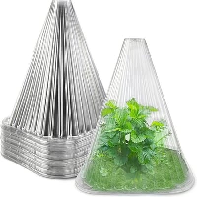 10-Delige Transparante Plantenbeschermkappen 16x13cm – Herbruikbare Kas Afdekkappen tegen Zon, Vorst, Slakken, Vogels en Insecten