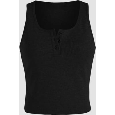 Basis Knop Gedetailleerde Crop Top