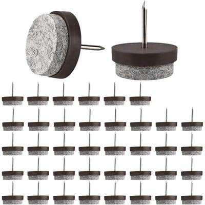 EXCITAT Vilt meubelglijders - stoelglijders - stoelkussen van 9 mm dik - stoelglijders met spijkers - 24 mm - 40 stuks - bruin