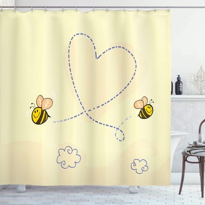 ABAKUHAUS Honingbij Douchgordijn – 175x240 cm – Geel Champagne