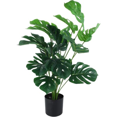Kunstmatige Monstera Deliciosa Plant 80cm 18 Bladeren Plastic Levensecht Decoratief Nep Potplant black