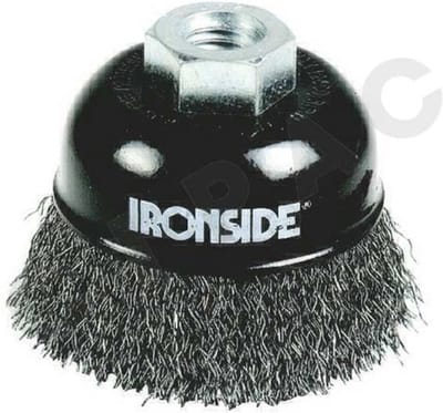 Ironside Kegelborstel Gegolfd Staaldraad Ø125 mm M14 — twisted wire cup brush 125mm, M14, roestvast staal - kegelborstel 125 mm, komborstel M14, gegolfde staaldraadborstel, roestverwijderaar borstel, Ironside 12328630, twisted wire cup brush 125mm