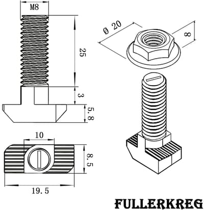 Dailygoods- Hamerschroeven 10 Stuks - M8x25 - Staal Verzinkt - Hoge Belastbaarheid - Voorgemonteerd - Rechtsgedraaid - Schroeven